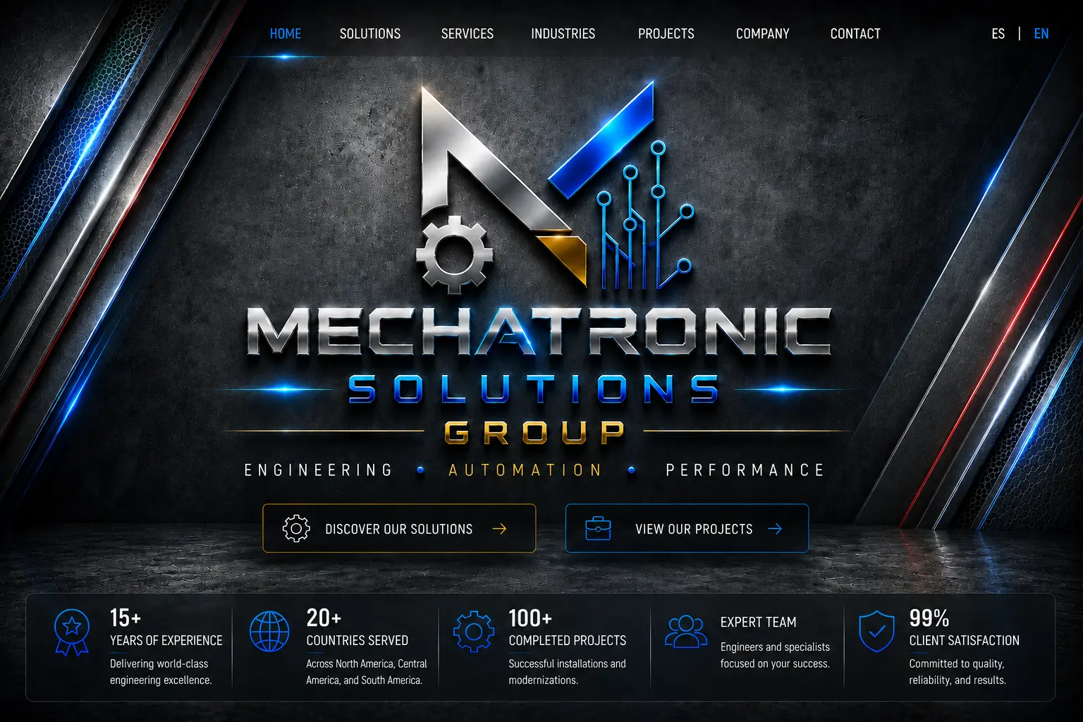 Diseño aprobado de la página Mechatronic Solutions Group de Mechatronic Solutions Group