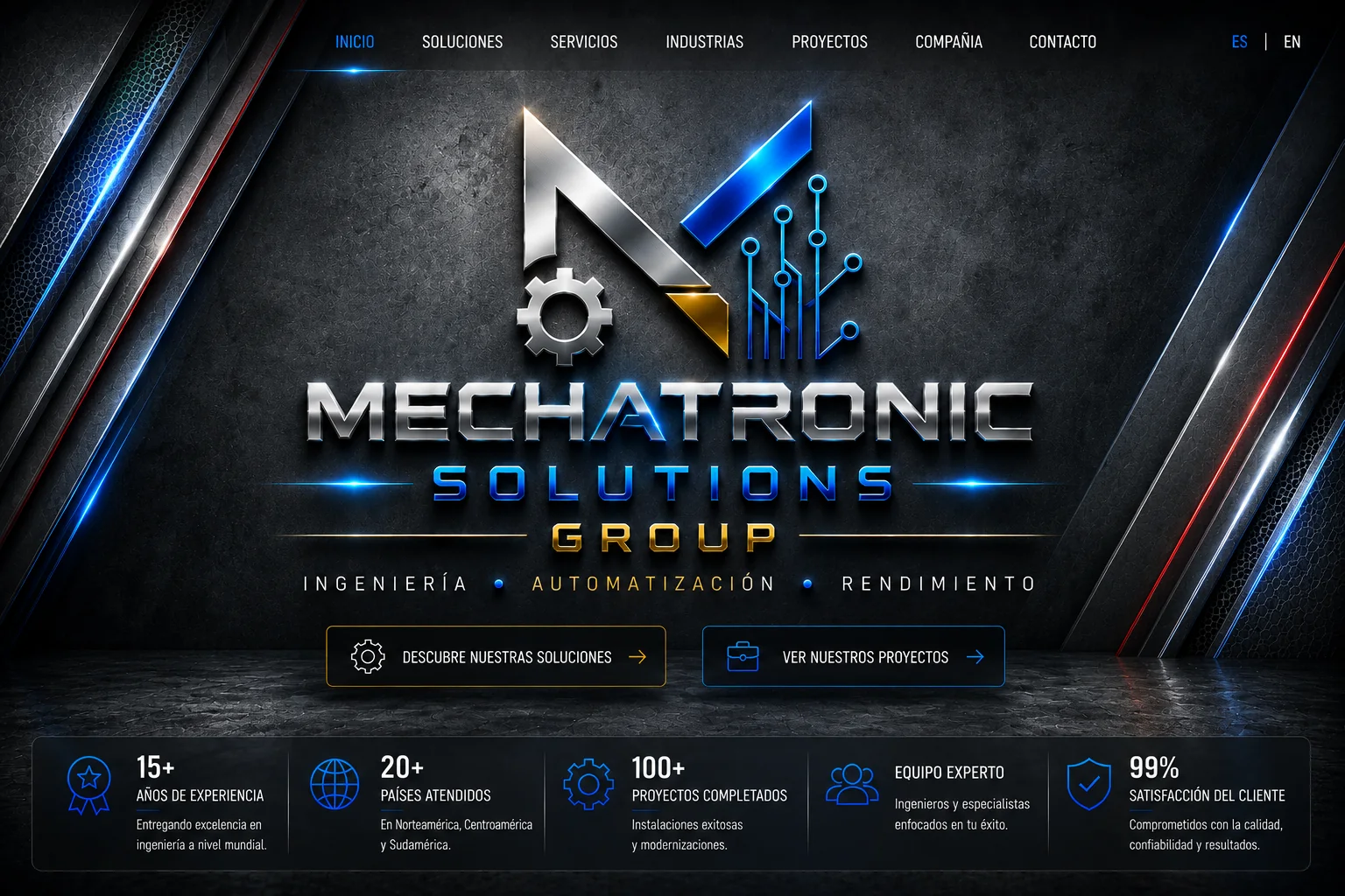Diseño aprobado de la página Mechatronic Solutions Group de Mechatronic Solutions Group
